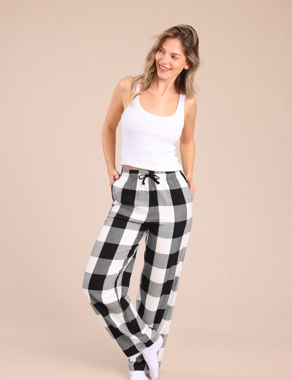 FOX נשים אחר מכנסי פיג'מה פלאנל מכנסי פיג'מה פלאנל