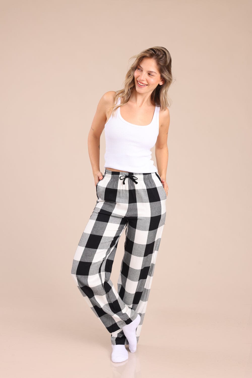 FOX נשים אחר מכנסי פיג'מה פלאנל מכנסי פיג'מה פלאנל