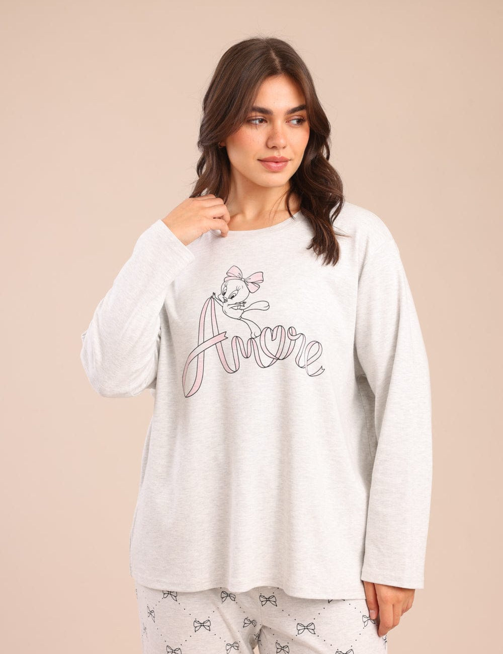 FOX פלאס נשים אחר פיג'מה ממותגת לוני טונס| PLUS SIZE פיג'מה ממותגת לוני טונס| PLUS SIZE