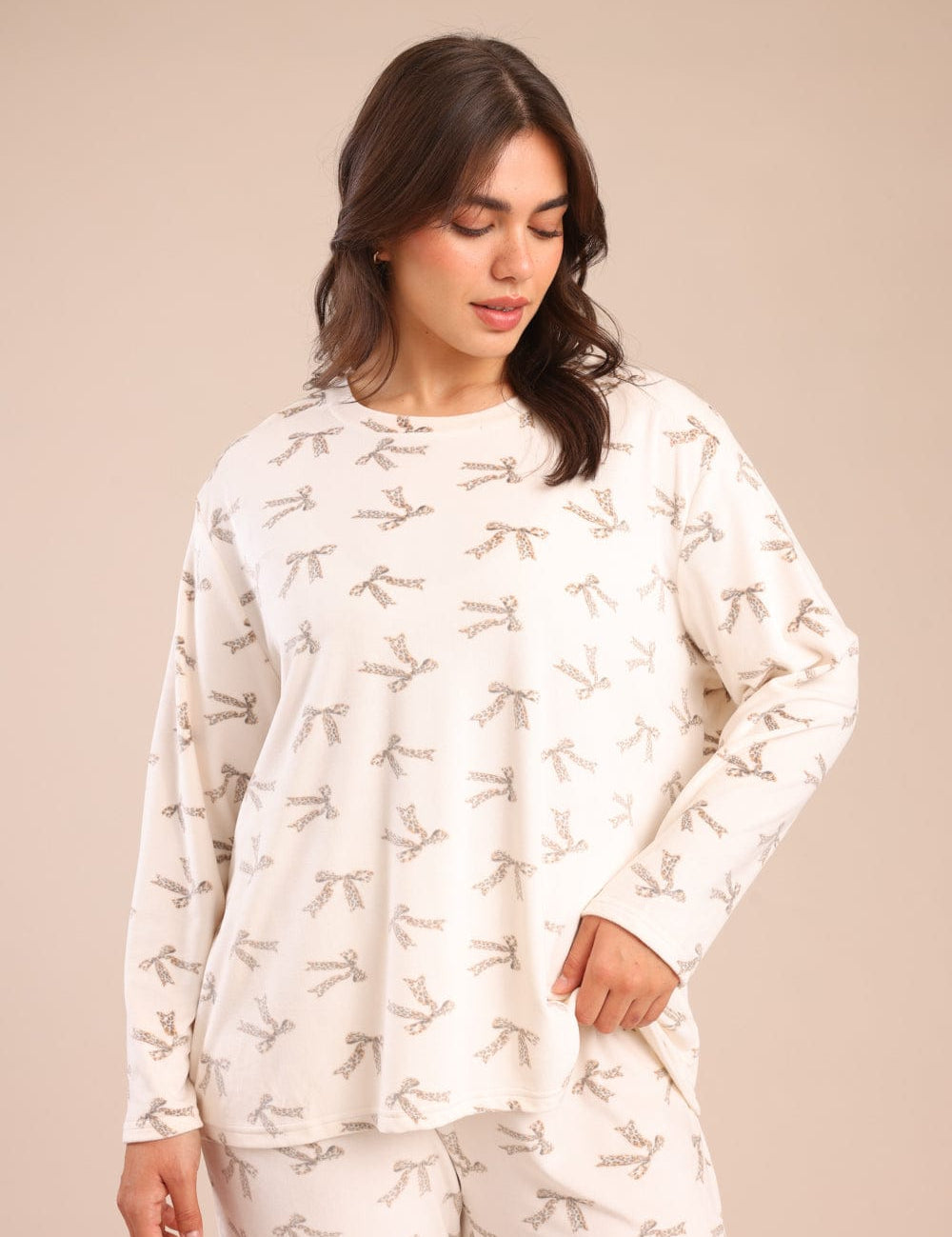 FOX פלאס נשים אחר פיג'מה עם הדפס | PLUS SIZE פיג'מה עם הדפס | PLUS SIZE