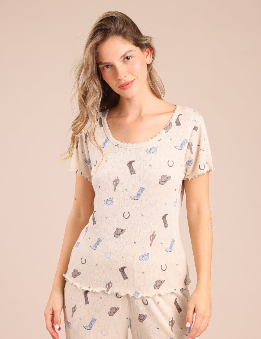 FOX נשים אחר פיג'מה עם הדפס פיג'מה עם הדפס