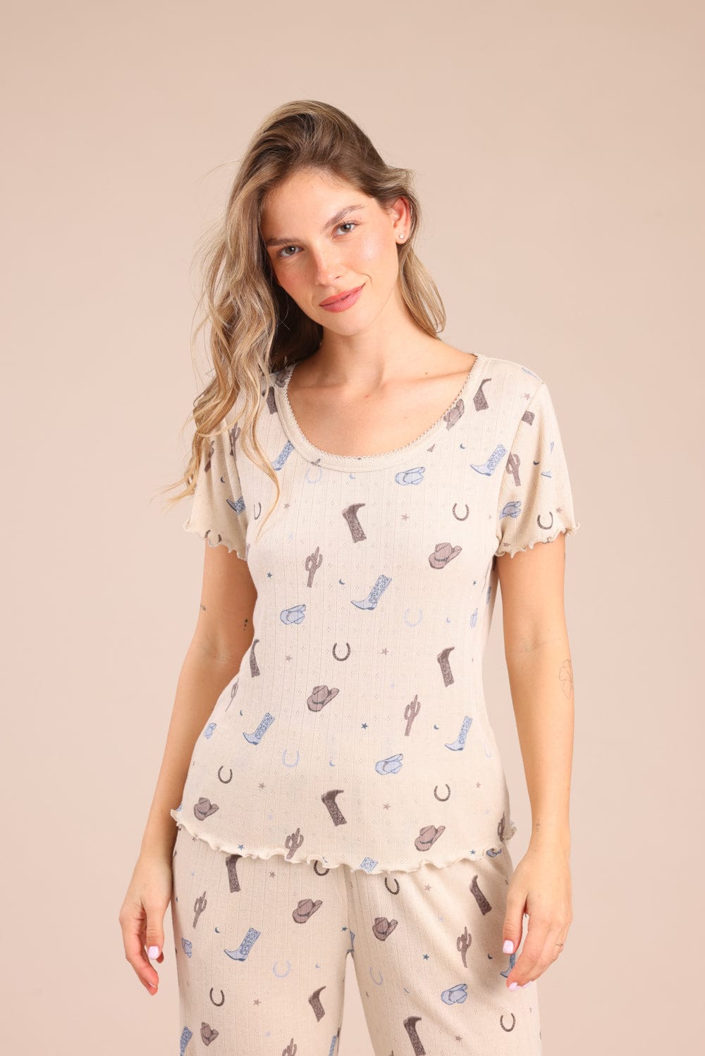 FOX נשים אחר פיג'מה עם הדפס פיג'מה עם הדפס