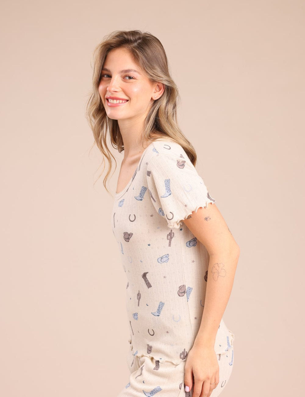 FOX נשים אחר פיג'מה עם הדפס פיג'מה עם הדפס