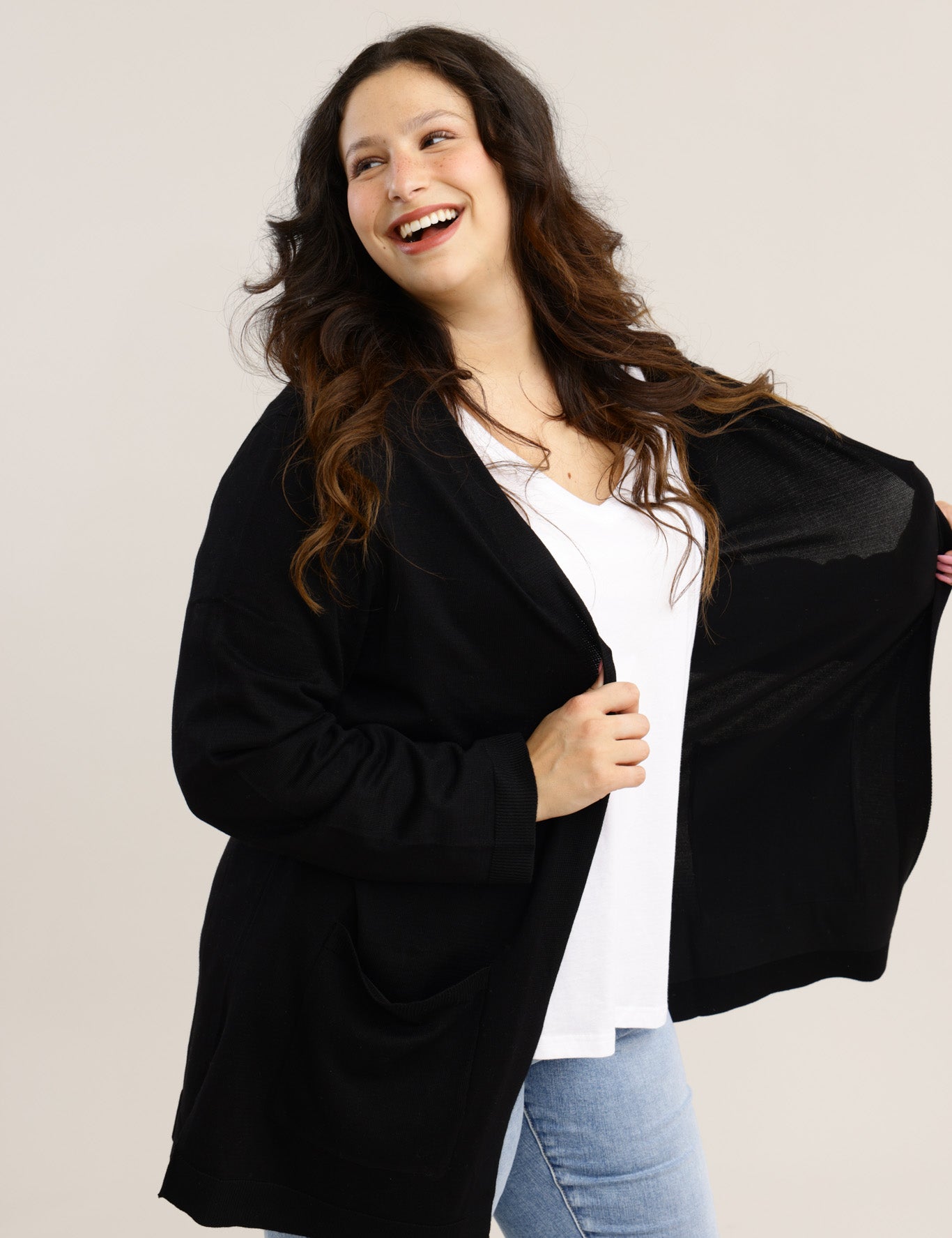 FOX פלאס נשים סריגים סריג קרדיגן | PLUS SIZE סריג קרדיגן | PLUS SIZE