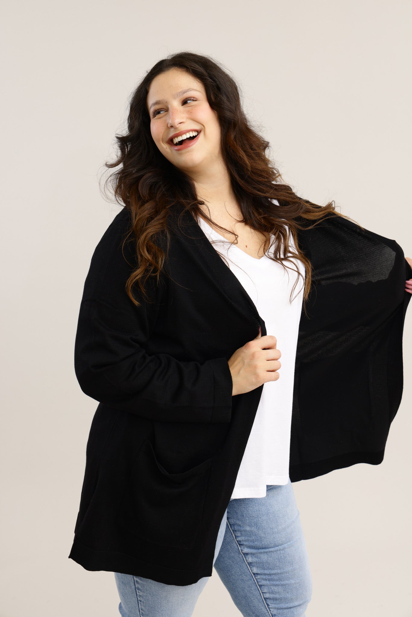 FOX פלאס נשים סריגים סריג קרדיגן | PLUS SIZE סריג קרדיגן | PLUS SIZE