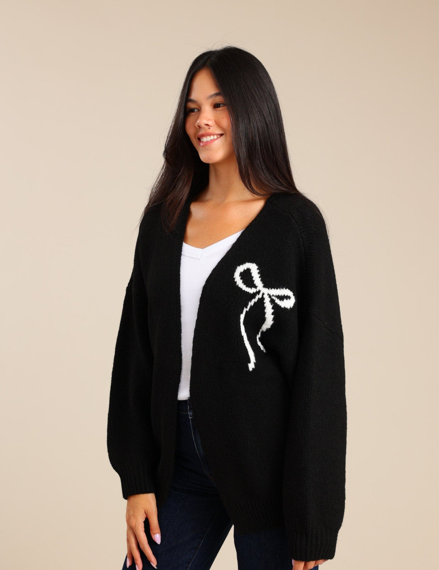 FOX נשים סריגים סריג קרדיגן סריג קרדיגן