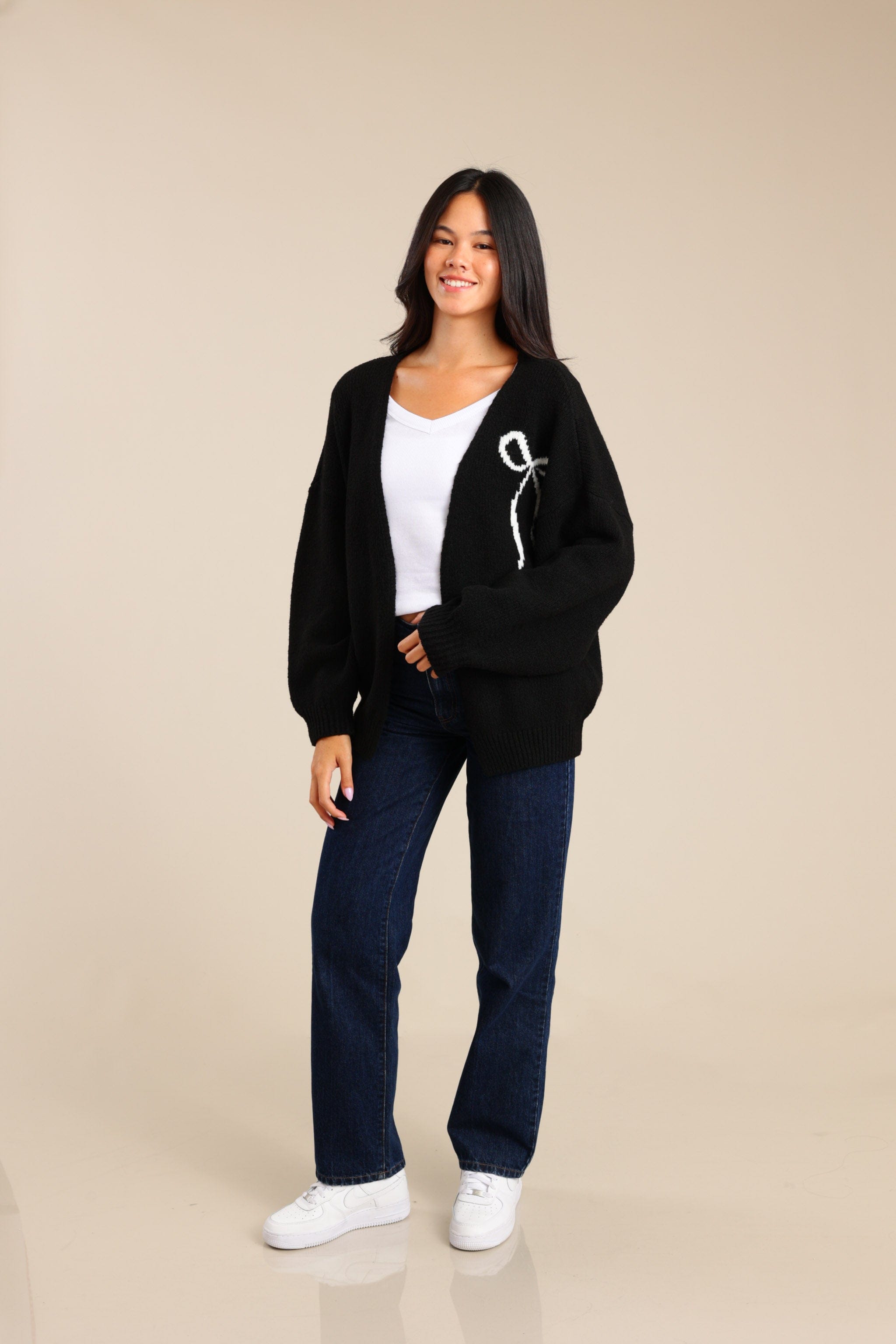 FOX נשים סריגים סריג קרדיגן סריג קרדיגן