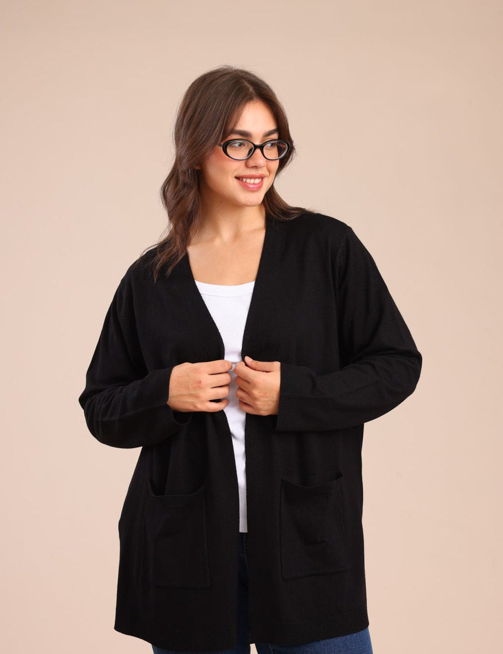 FOX פלאס נשים סריגים סריג קרדיגן| PLUS SIZE סריג קרדיגן| PLUS SIZE