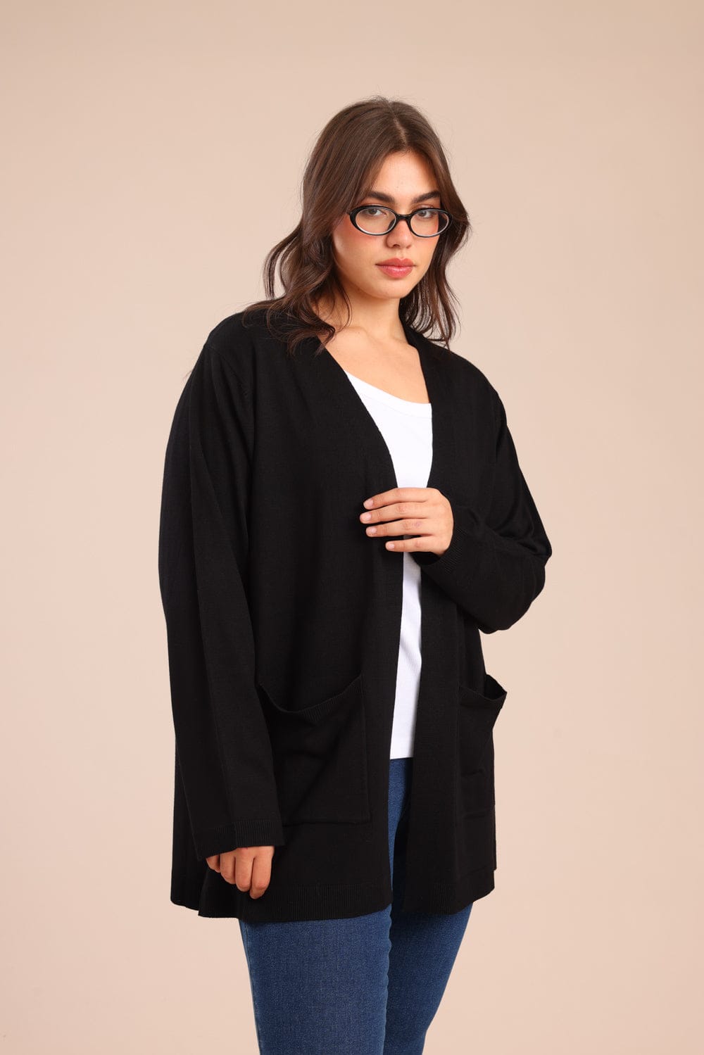 FOX פלאס נשים סריגים סריג קרדיגן| PLUS SIZE סריג קרדיגן| PLUS SIZE