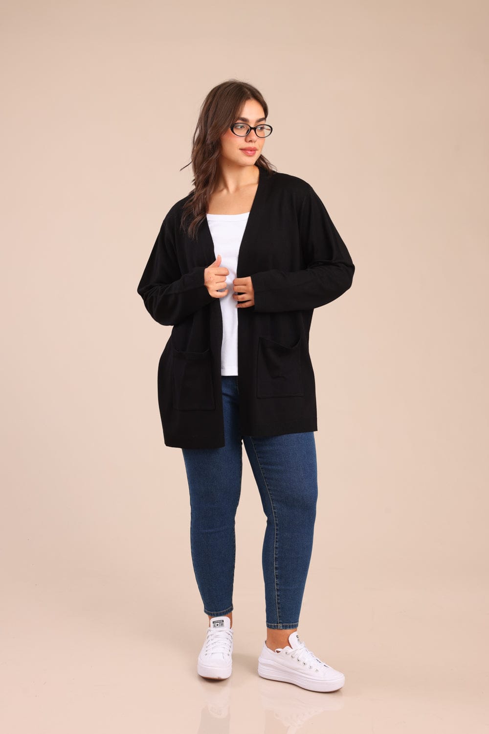 FOX פלאס נשים סריגים סריג קרדיגן| PLUS SIZE סריג קרדיגן| PLUS SIZE