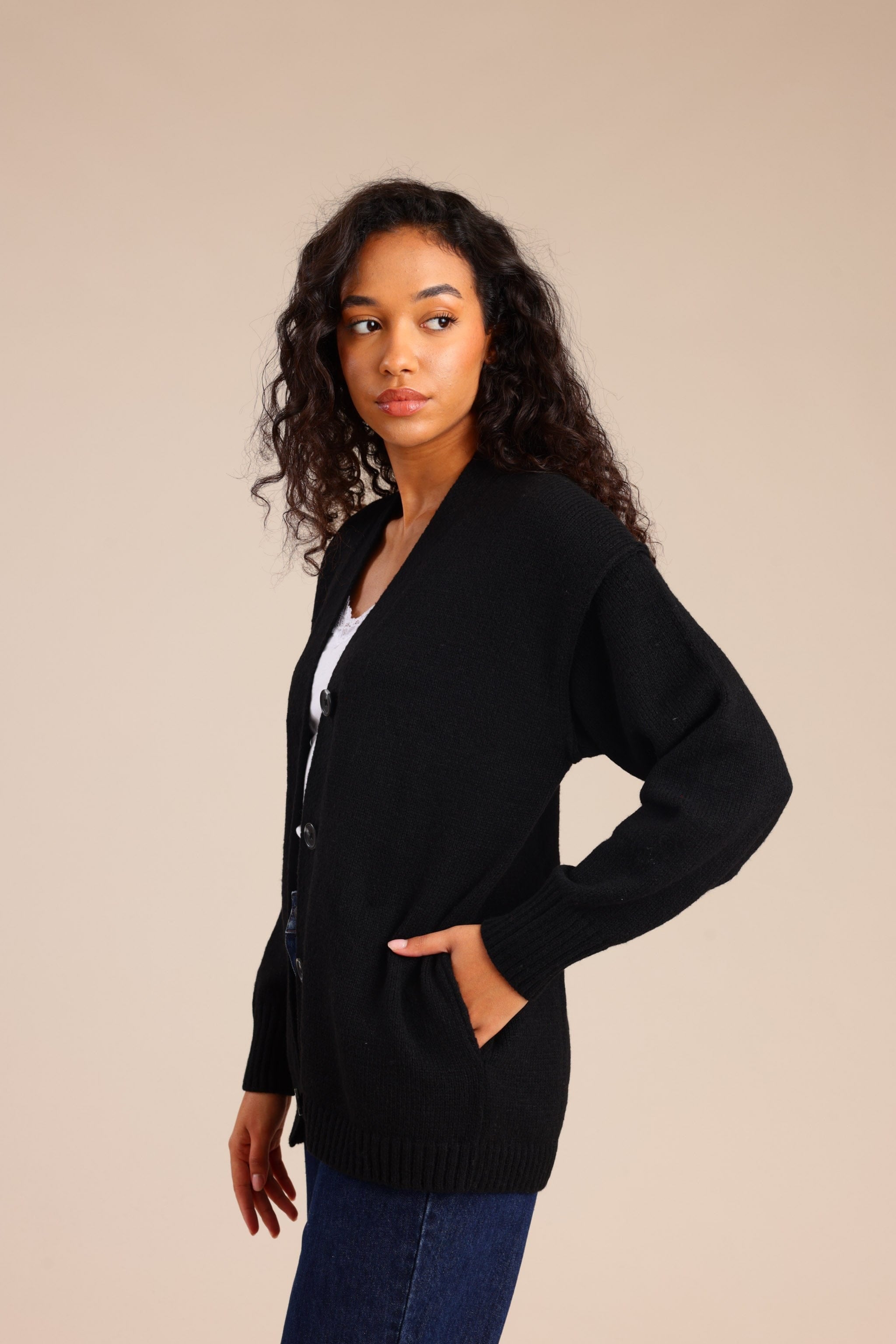 FOX נשים סריגים סריג קרדיגן סריג קרדיגן