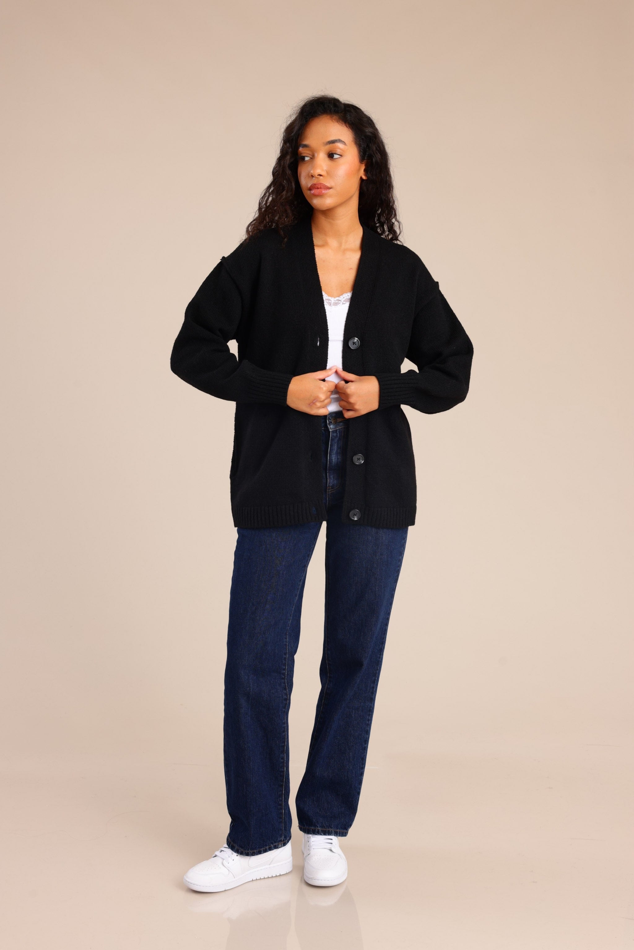 FOX נשים סריגים סריג קרדיגן סריג קרדיגן