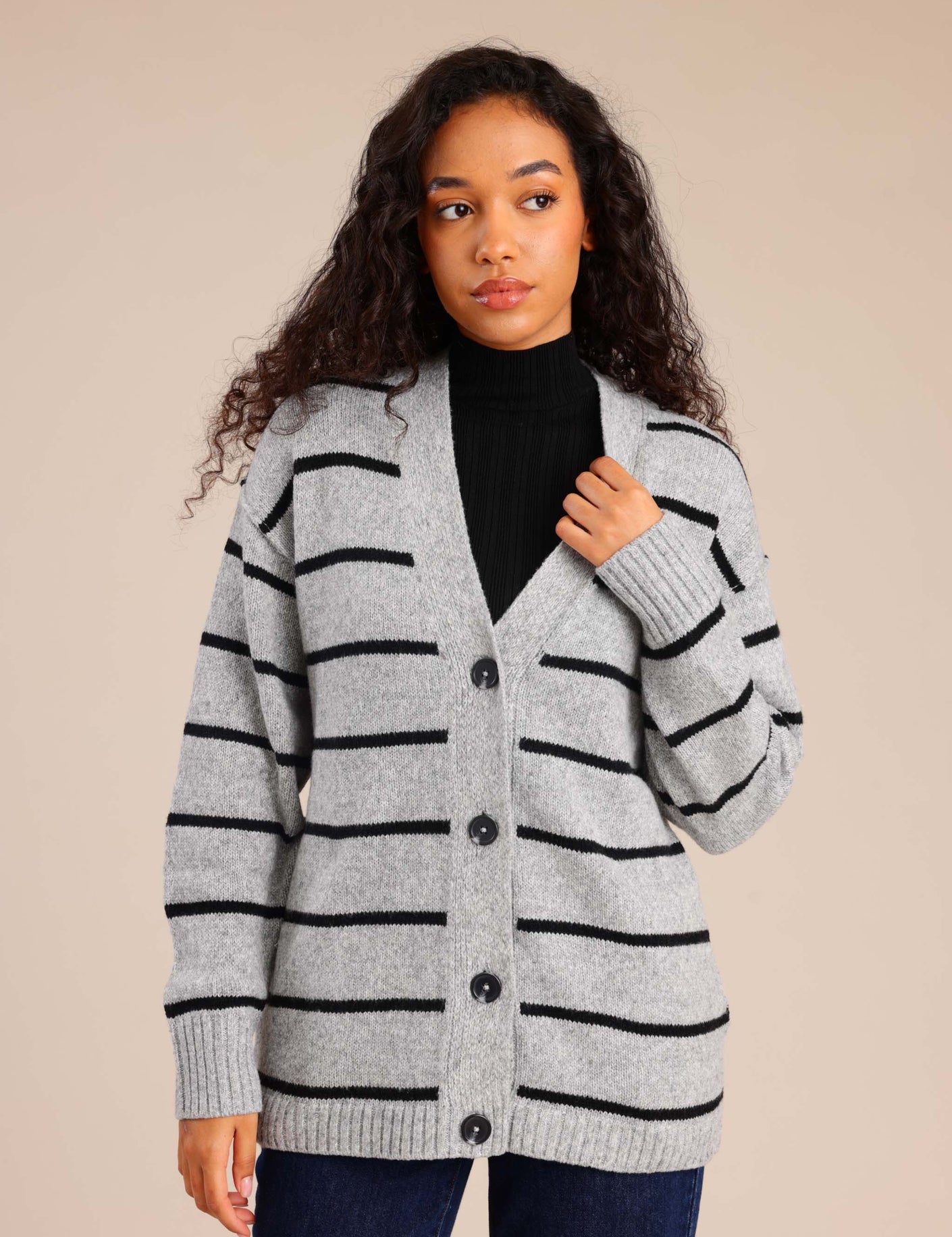 FOX נשים סריגים סריג קרדיגן סריג קרדיגן