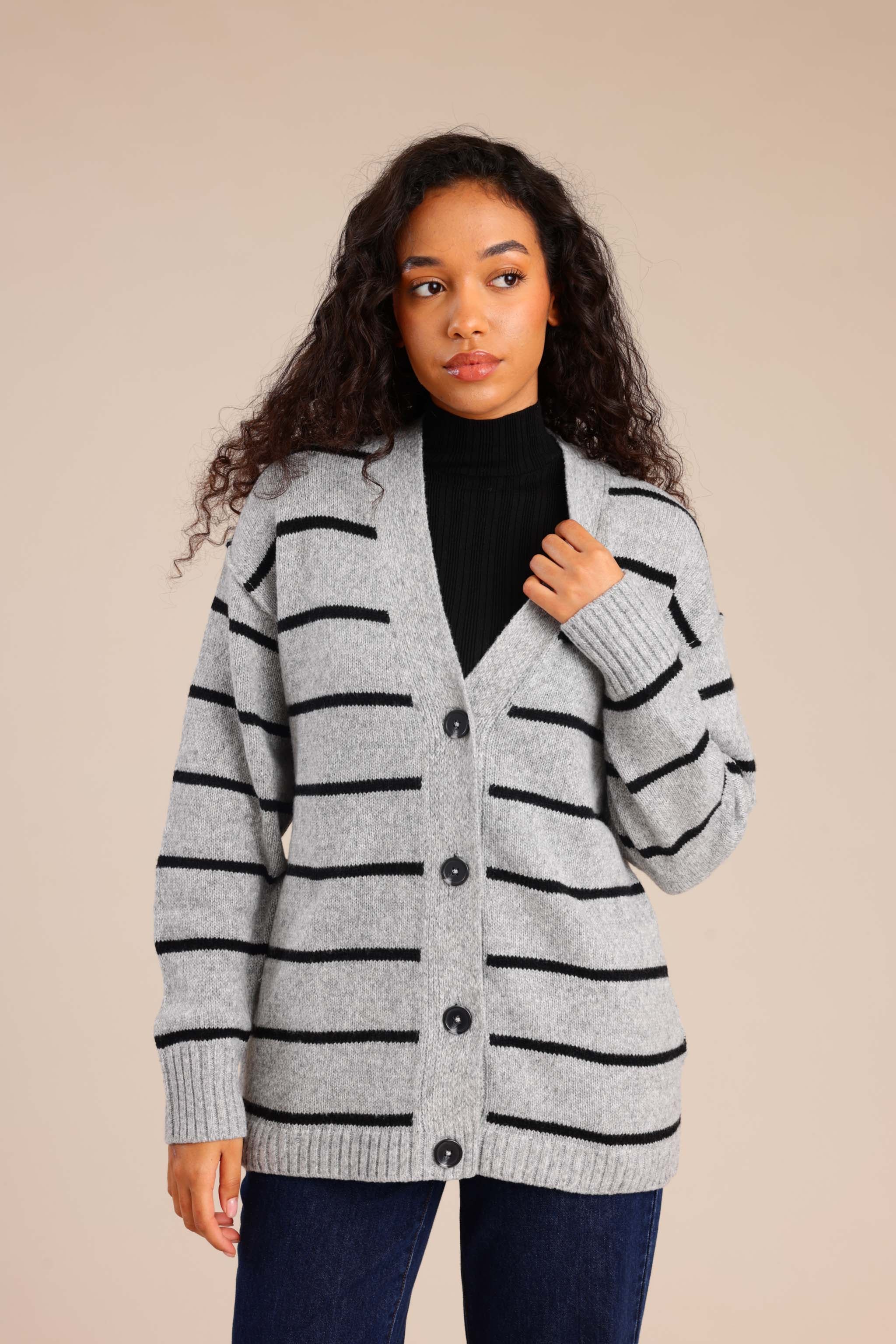 FOX נשים סריגים סריג קרדיגן סריג קרדיגן