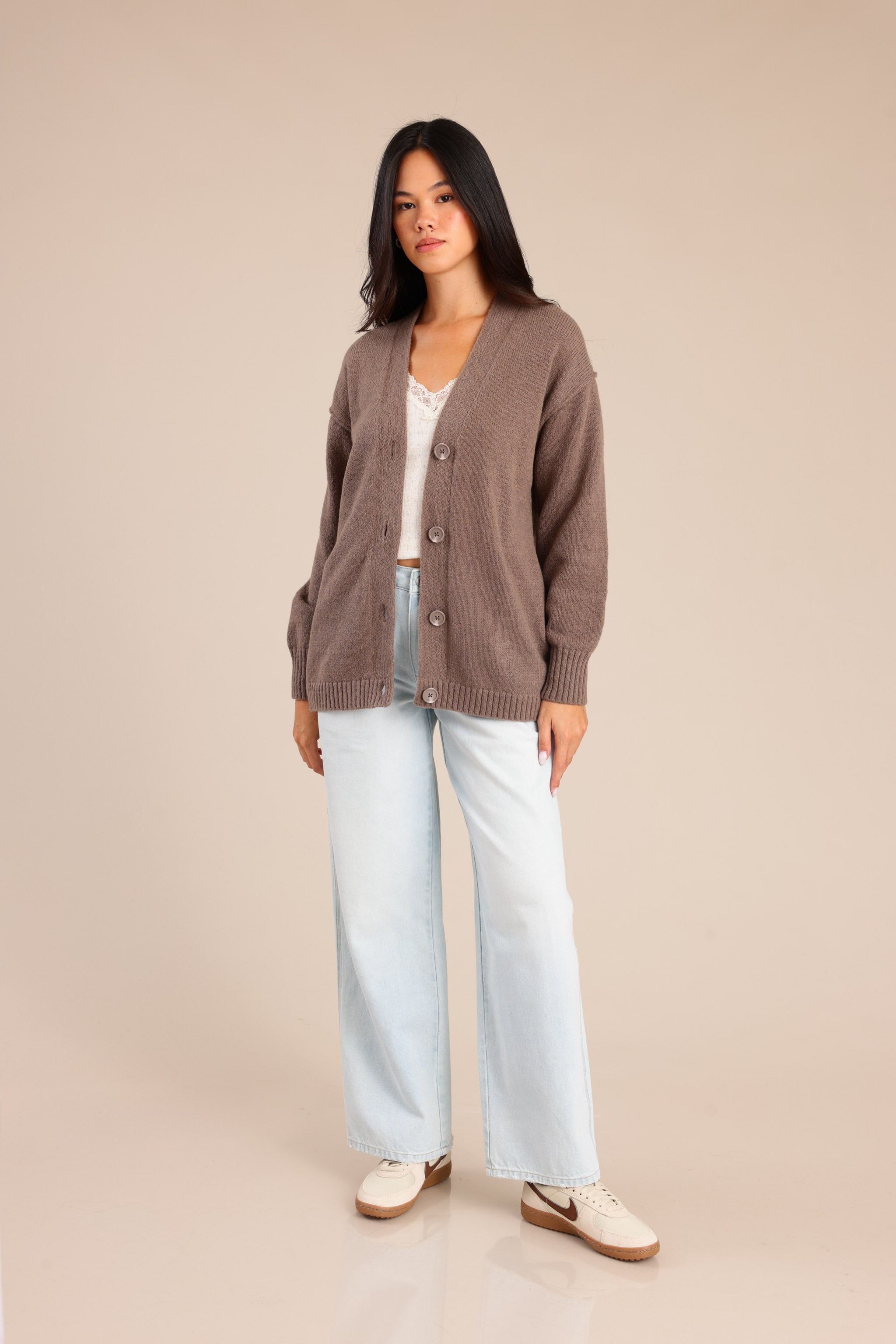 FOX נשים סריגים סריג קרדיגן סריג קרדיגן