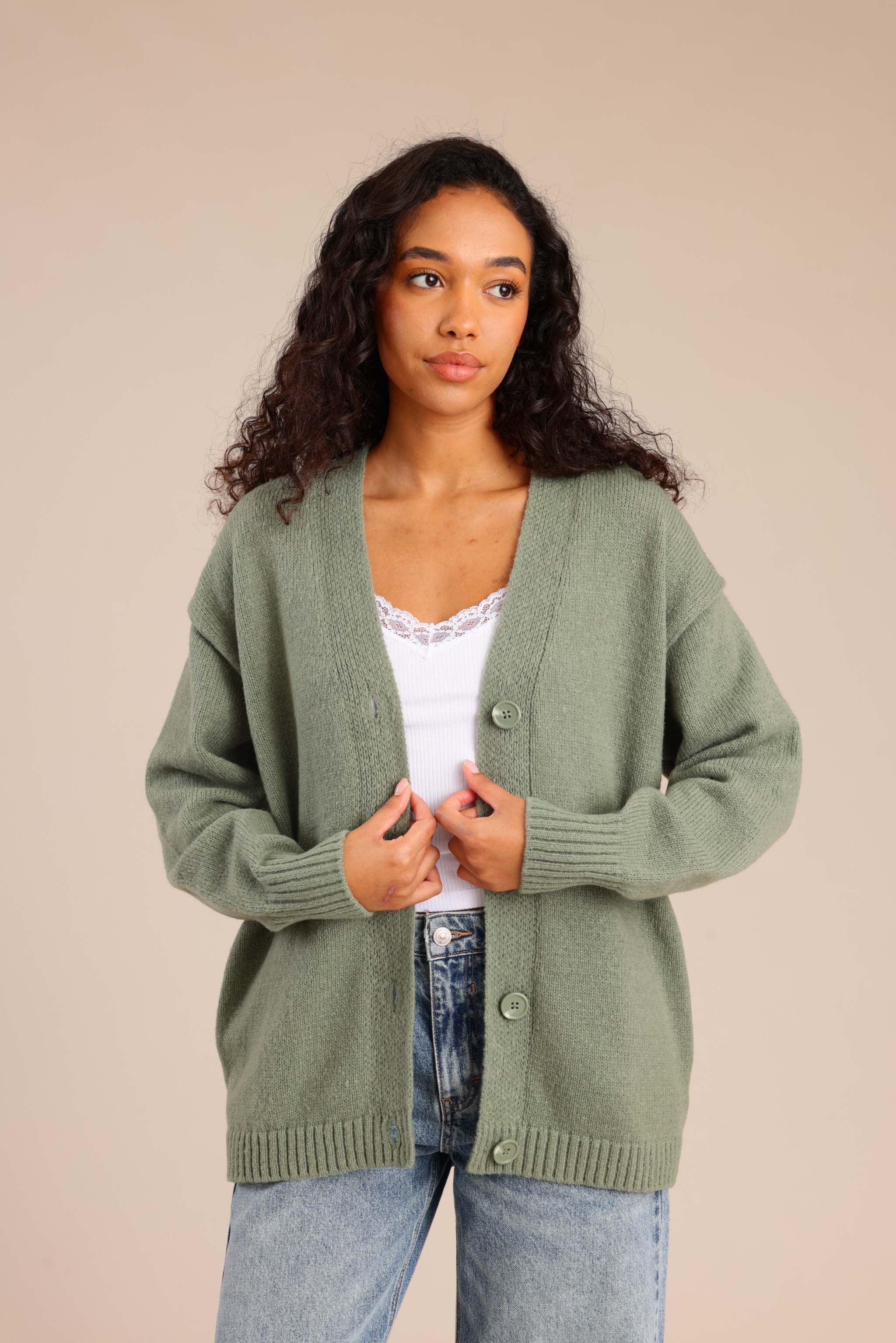 FOX נשים סריגים סריג קרדיגן סריג קרדיגן