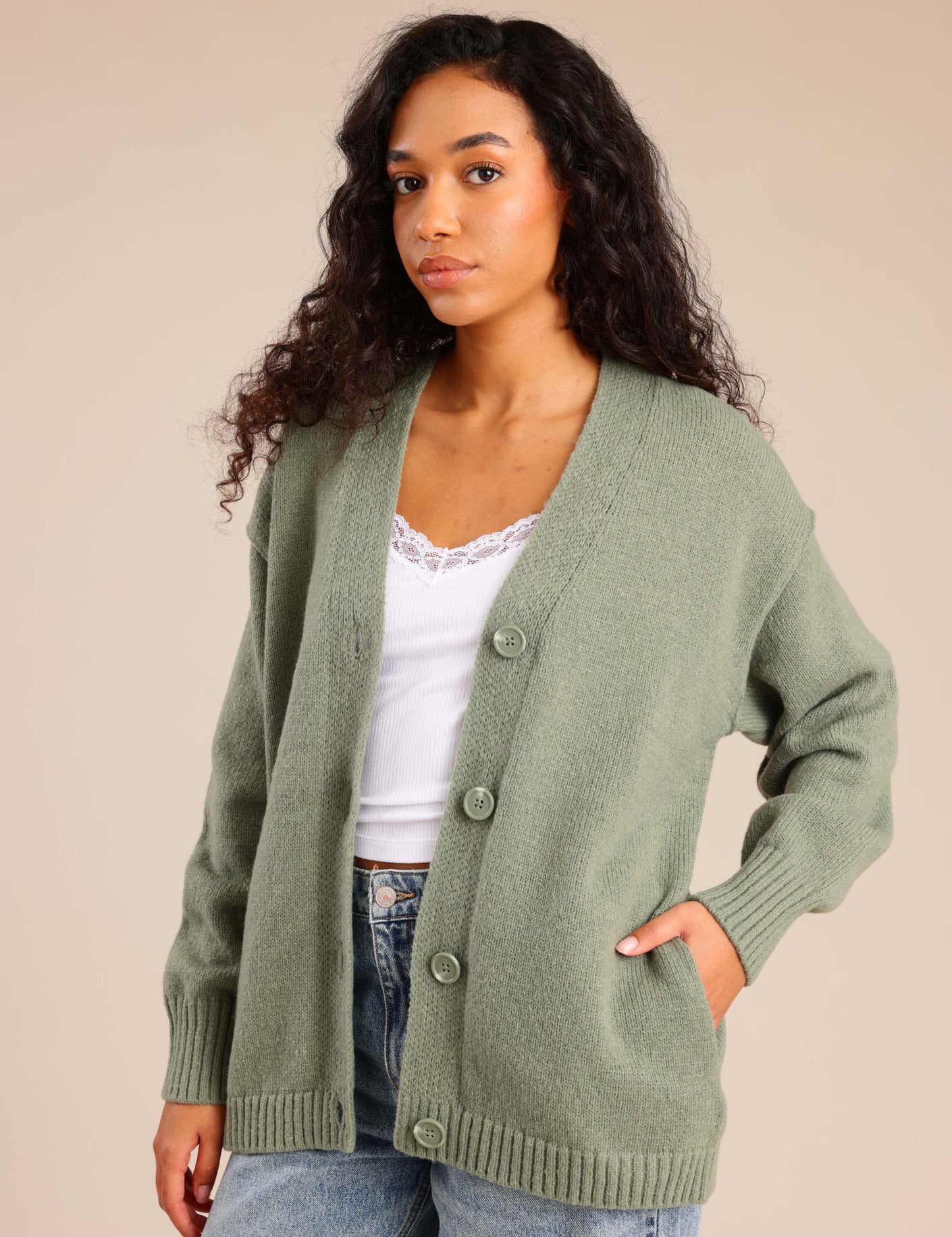 FOX נשים סריגים סריג קרדיגן סריג קרדיגן