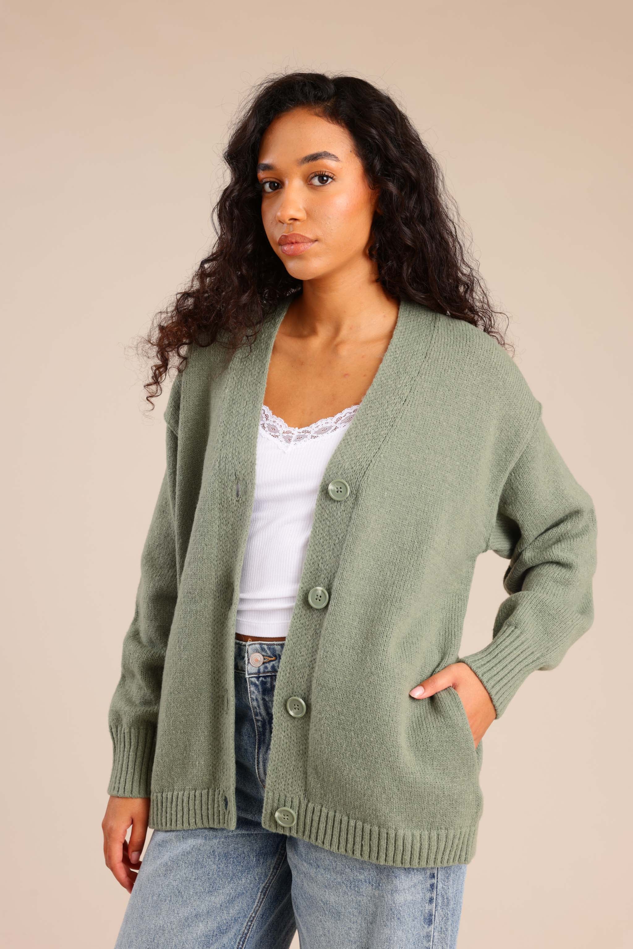 FOX נשים סריגים סריג קרדיגן סריג קרדיגן