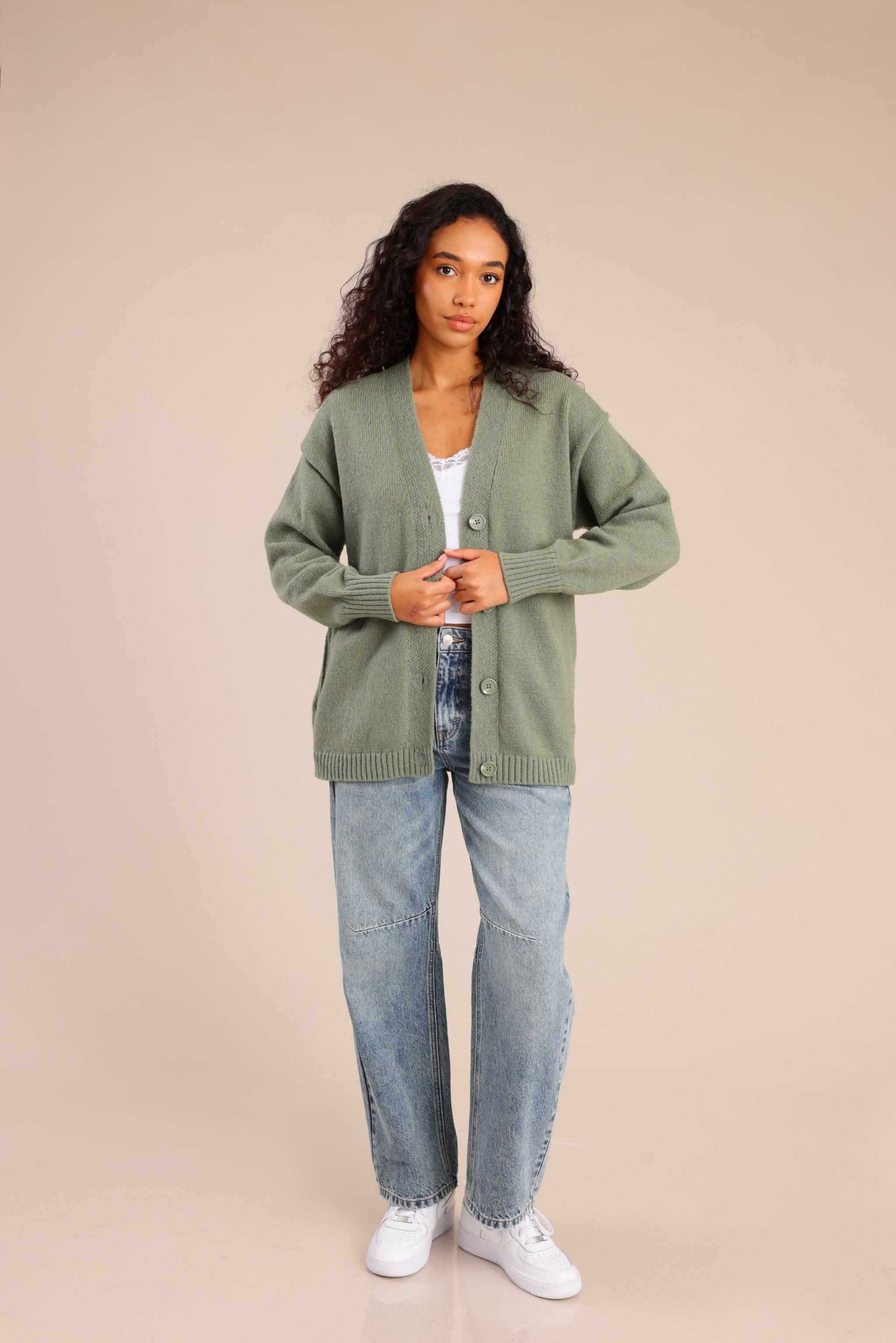 FOX נשים סריגים סריג קרדיגן סריג קרדיגן