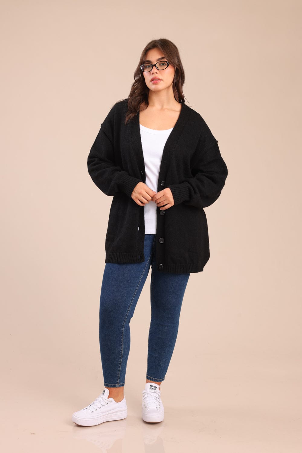 FOX פלאס נשים סריגים סריג קרדיגן| PLUS SIZE סריג קרדיגן| PLUS SIZE