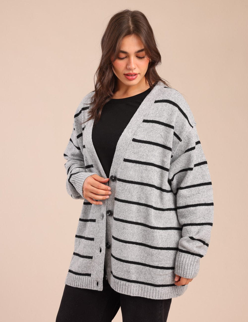 FOX פלאס נשים סריגים סריג קרדיגן| PLUS SIZE סריג קרדיגן| PLUS SIZE