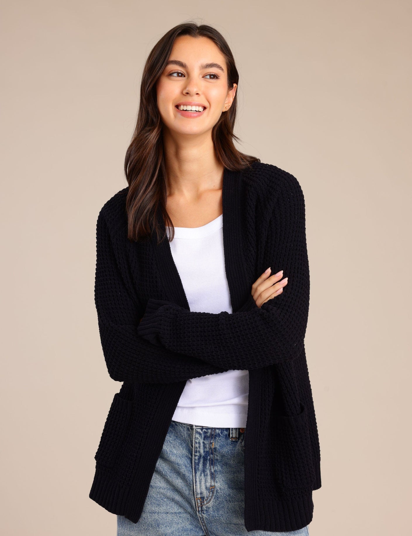 FOX נשים סריגים סריג קרדיגן סריג קרדיגן