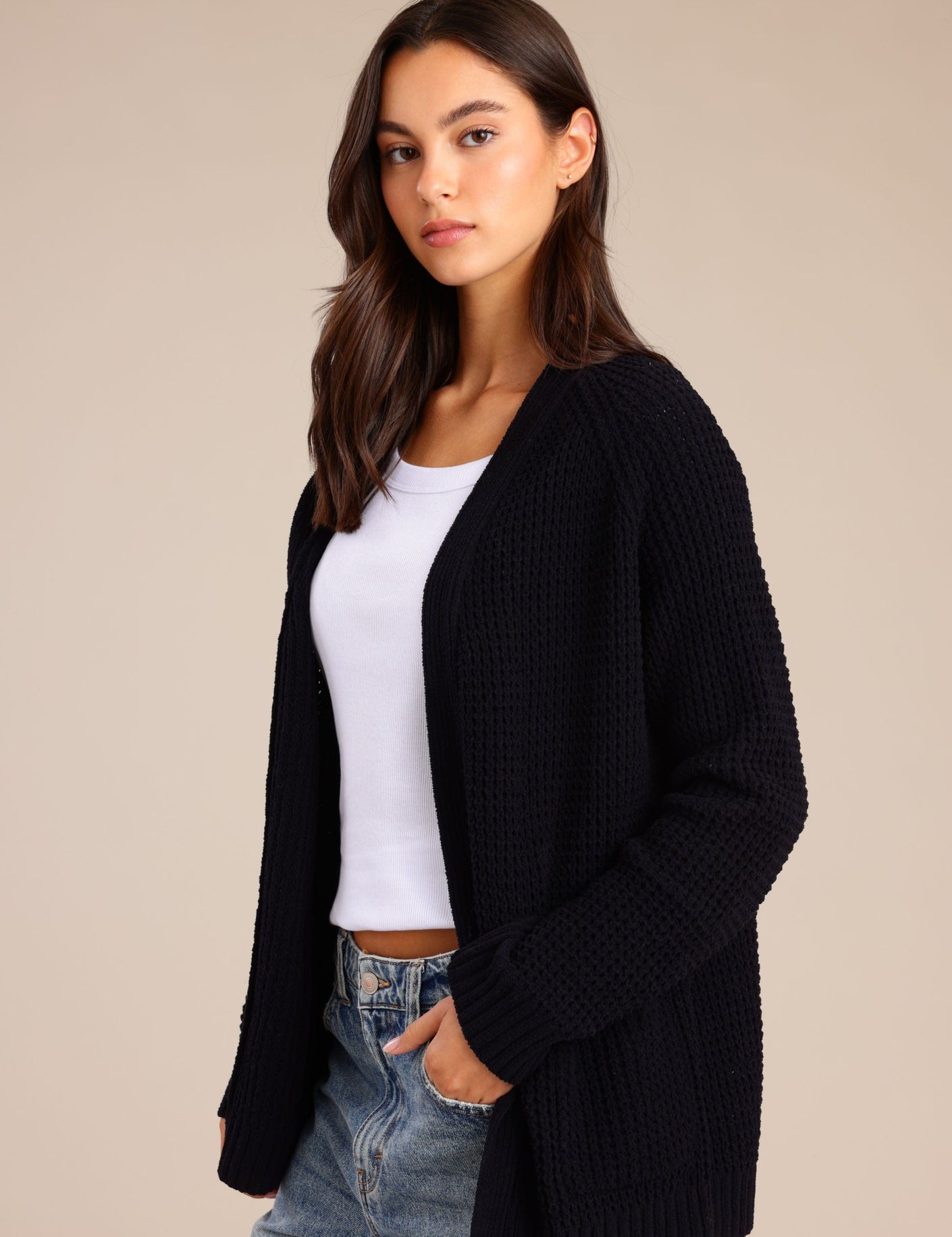 FOX נשים סריגים סריג קרדיגן סריג קרדיגן