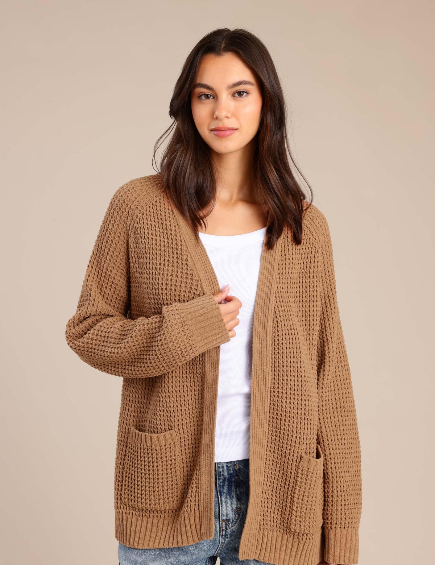 FOX נשים סריגים סריג קרדיגן סריג קרדיגן