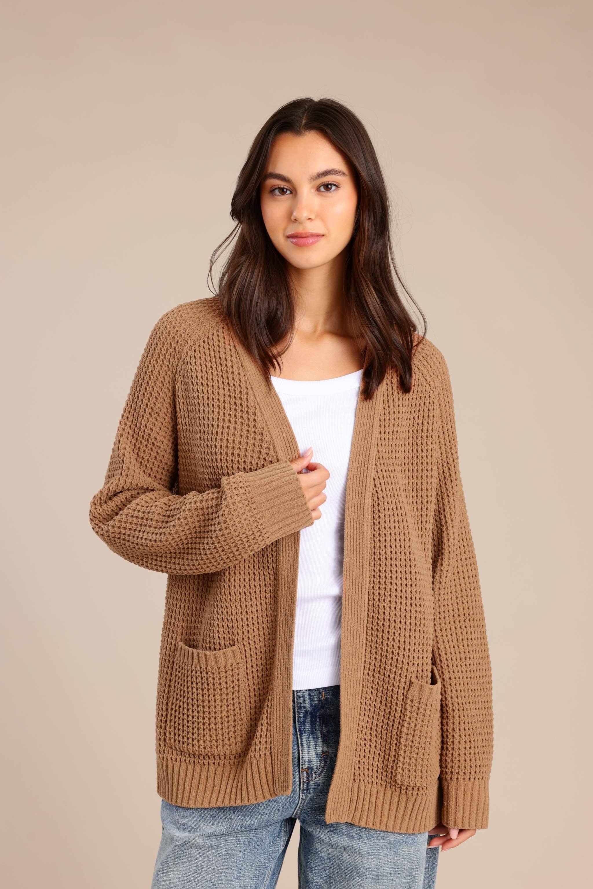 FOX נשים סריגים סריג קרדיגן סריג קרדיגן