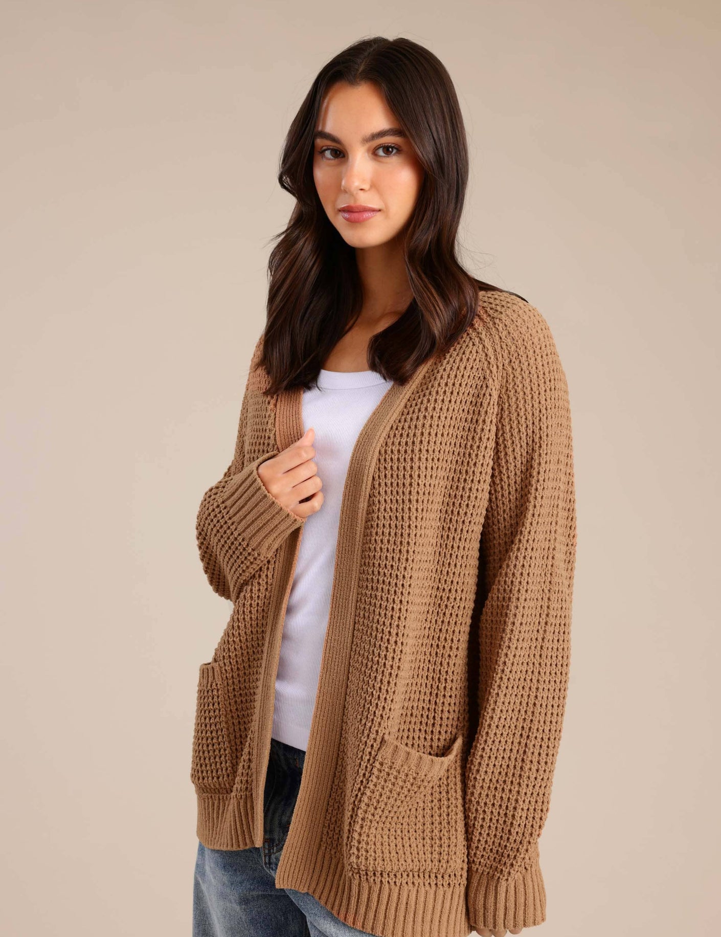 FOX נשים סריגים סריג קרדיגן סריג קרדיגן