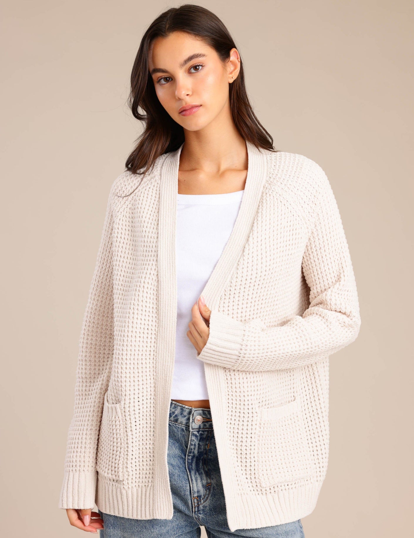 FOX נשים סריגים סריג קרדיגן סריג קרדיגן