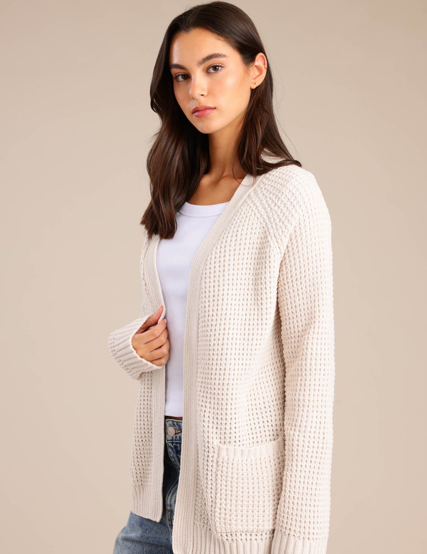 FOX נשים סריגים סריג קרדיגן סריג קרדיגן