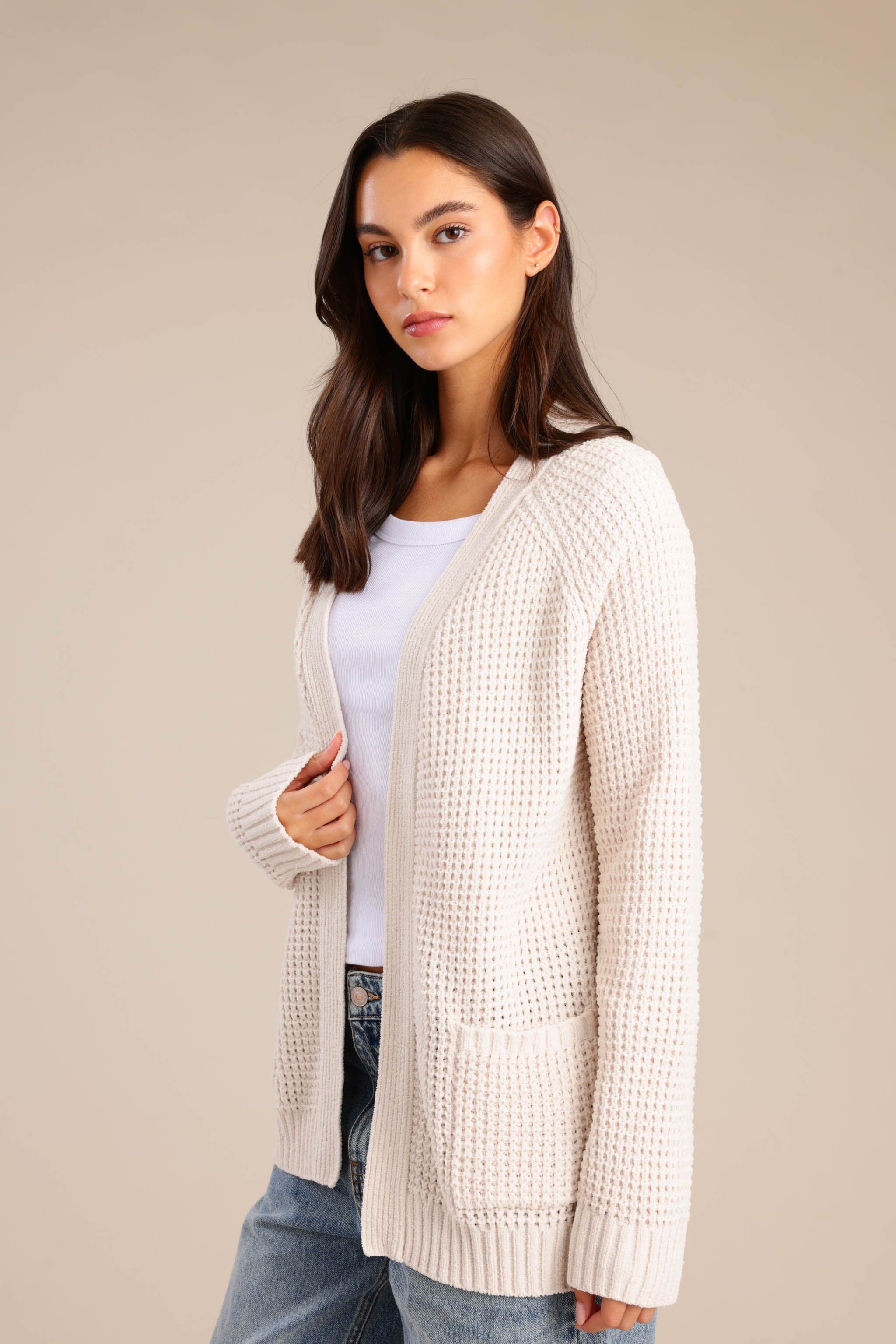 FOX נשים סריגים סריג קרדיגן סריג קרדיגן