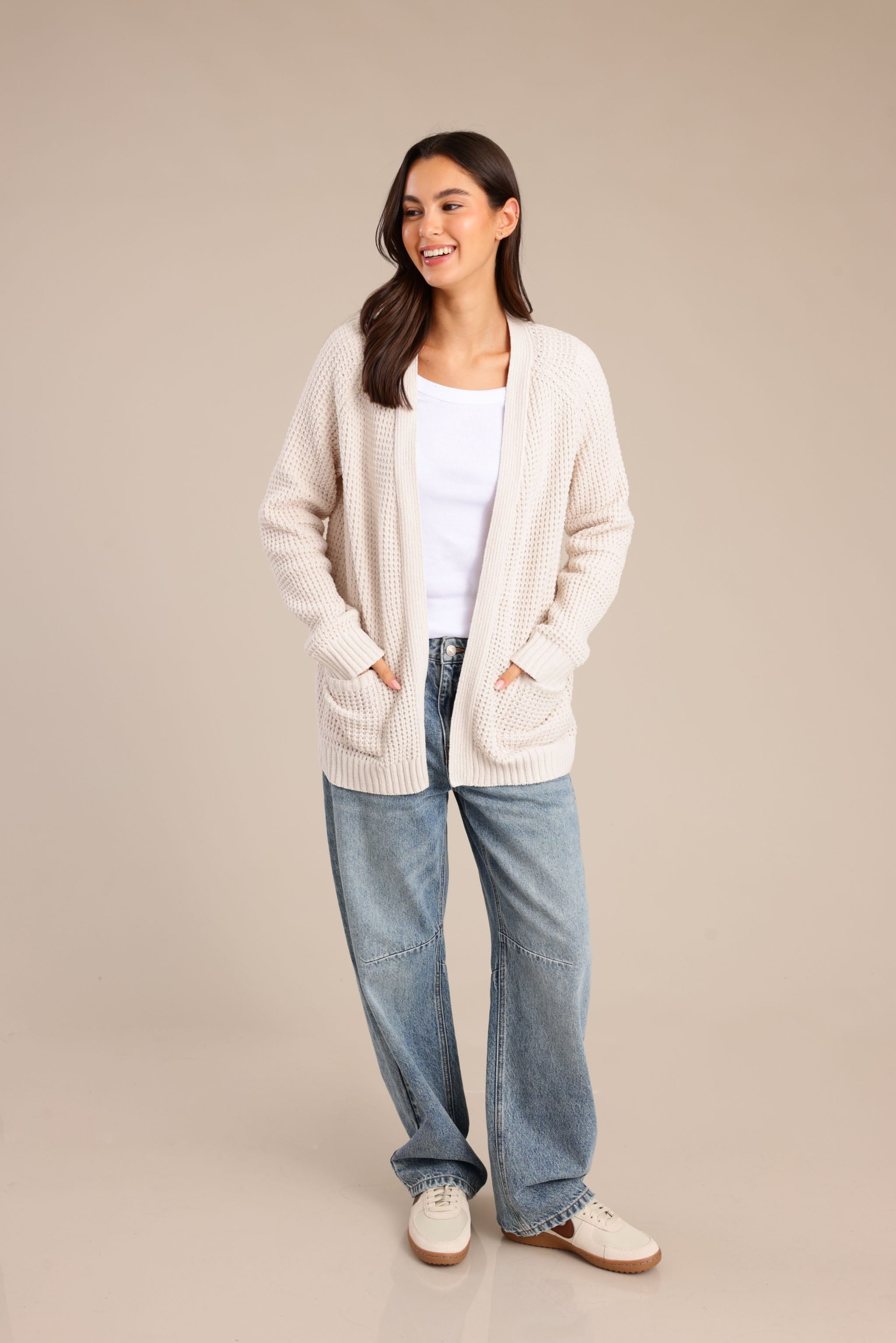 FOX נשים סריגים סריג קרדיגן סריג קרדיגן