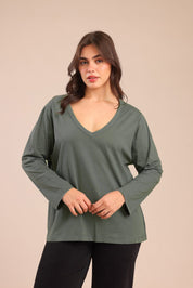 FOX פלאס נשים חולצה חולצה חלקה | PLUS SIZE חולצה חלקה | PLUS SIZE