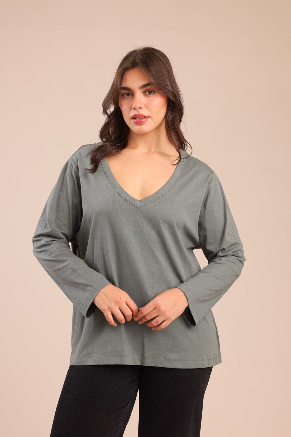 FOX פלאס נשים חולצה חולצה חלקה | PLUS SIZE חולצה חלקה | PLUS SIZE