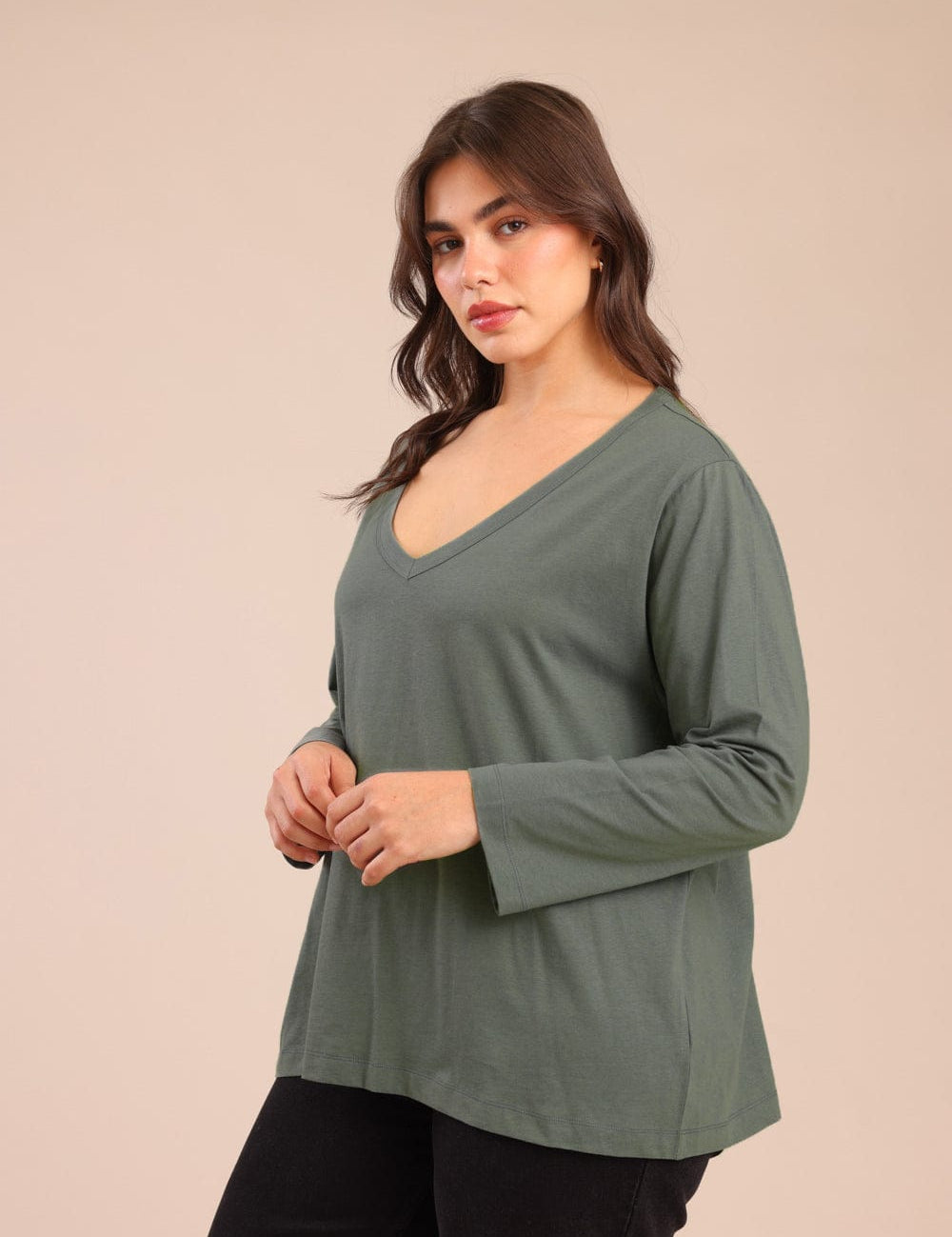 FOX פלאס נשים חולצה חולצה חלקה | PLUS SIZE חולצה חלקה | PLUS SIZE