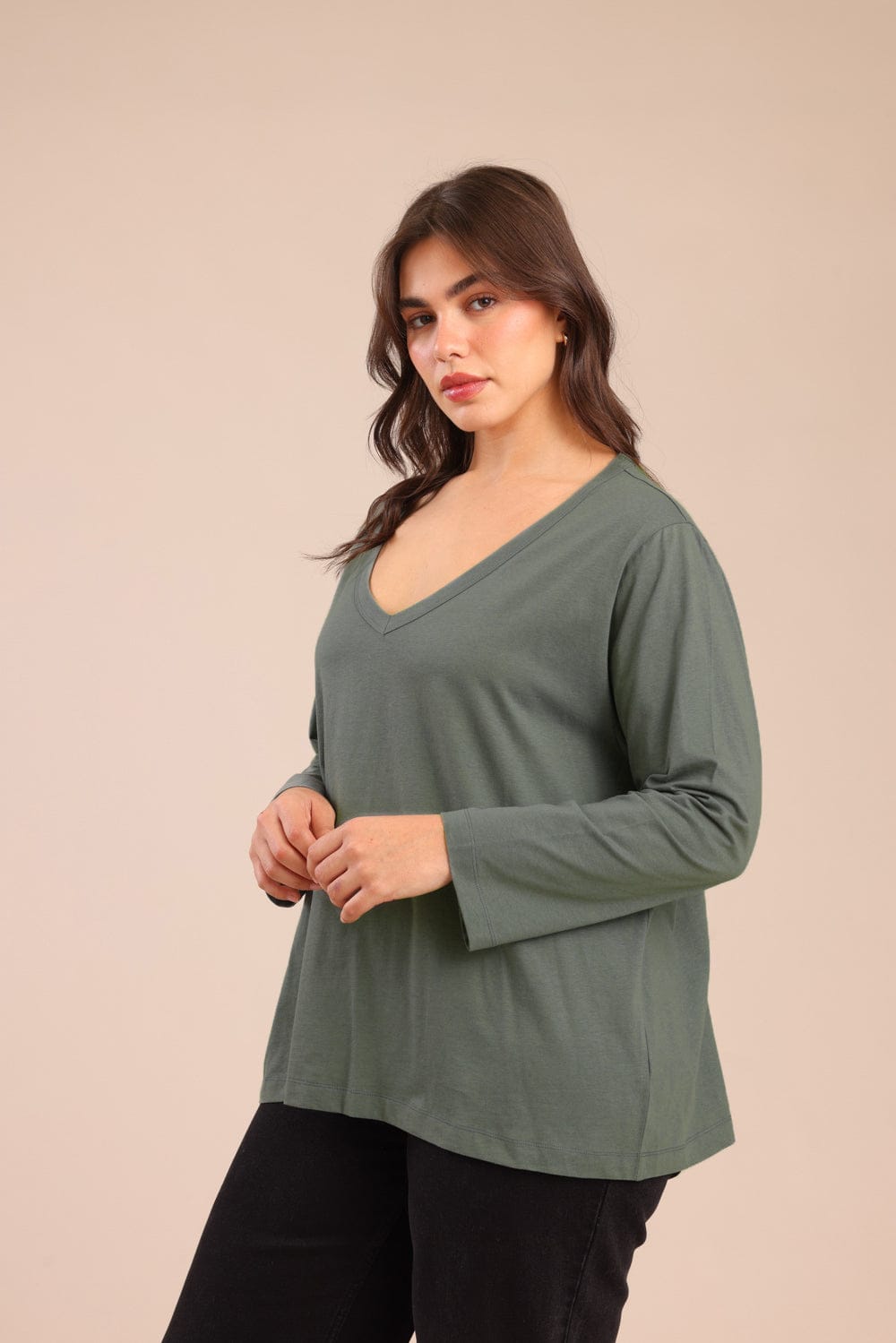 FOX פלאס נשים חולצה חולצה חלקה | PLUS SIZE חולצה חלקה | PLUS SIZE