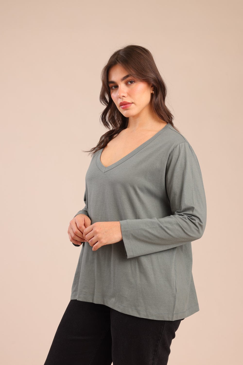 FOX פלאס נשים חולצה חולצה חלקה | PLUS SIZE חולצה חלקה | PLUS SIZE