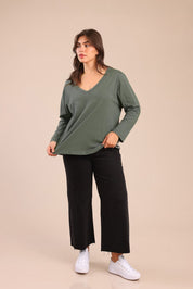 FOX פלאס נשים חולצה חולצה חלקה | PLUS SIZE חולצה חלקה | PLUS SIZE