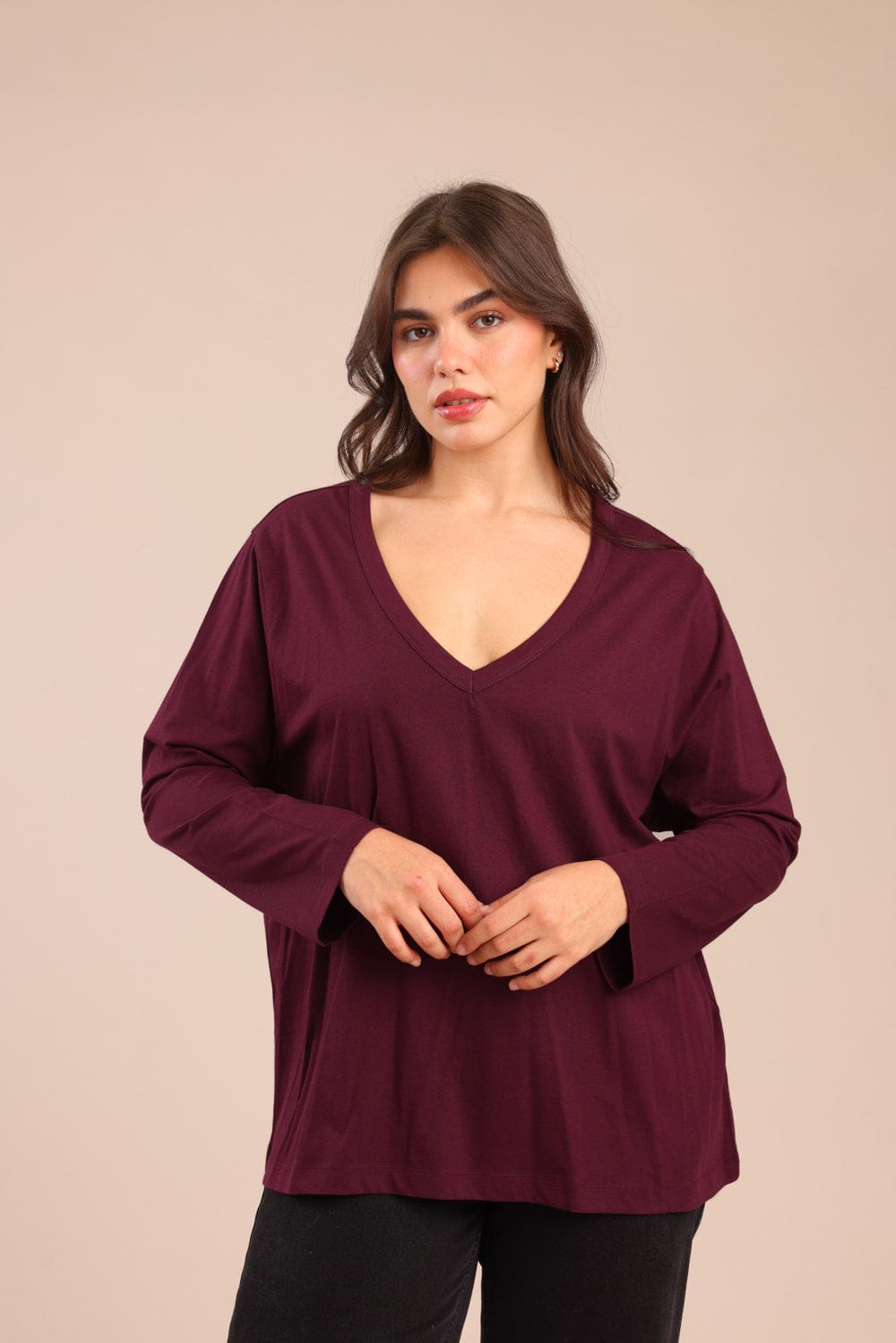 FOX פלאס נשים חולצה חולצה חלקה | PLUS SIZE חולצה חלקה | PLUS SIZE