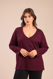 FOX פלאס נשים חולצה חולצה חלקה | PLUS SIZE חולצה חלקה | PLUS SIZE