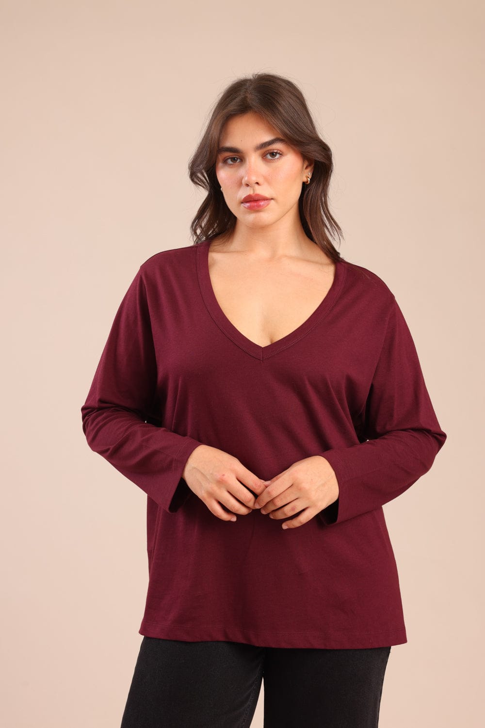 FOX פלאס נשים חולצה חולצה חלקה | PLUS SIZE חולצה חלקה | PLUS SIZE