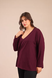 FOX פלאס נשים חולצה חולצה חלקה | PLUS SIZE חולצה חלקה | PLUS SIZE