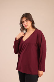 FOX פלאס נשים חולצה חולצה חלקה | PLUS SIZE חולצה חלקה | PLUS SIZE