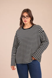 FOX פלאס נשים חולצה חולצה עם פסים| PLUS SIZE חולצה עם פסים| PLUS SIZE