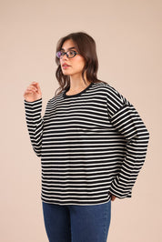 FOX פלאס נשים חולצה חולצה עם פסים| PLUS SIZE חולצה עם פסים| PLUS SIZE