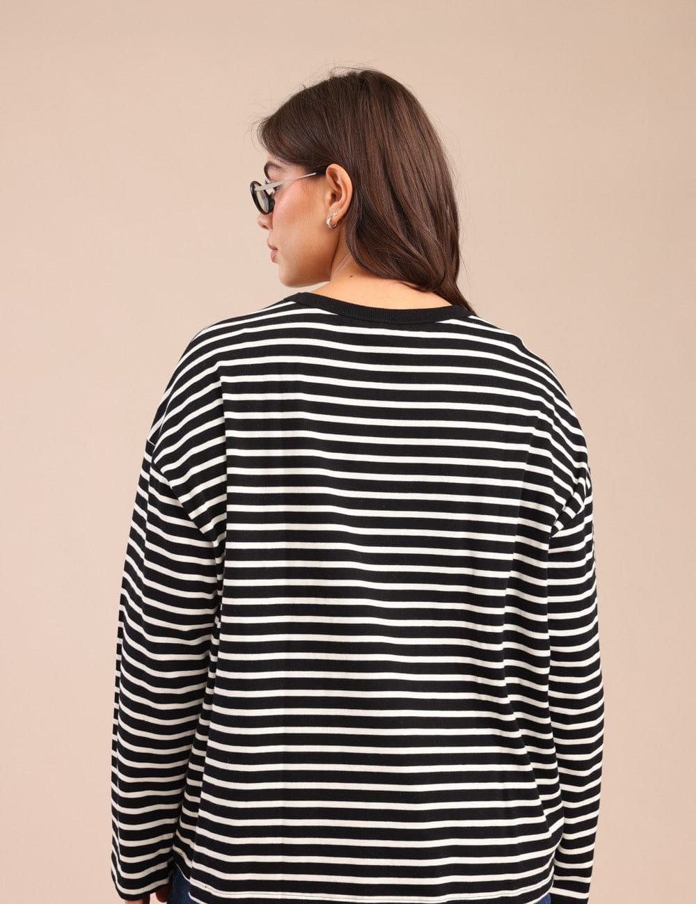 FOX פלאס נשים חולצה חולצה עם פסים| PLUS SIZE חולצה עם פסים| PLUS SIZE