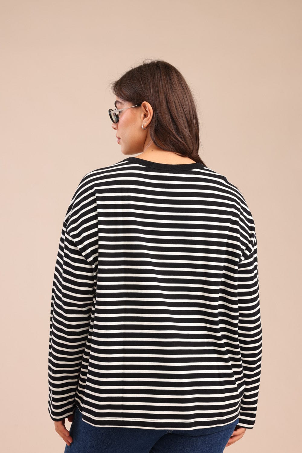 FOX פלאס נשים חולצה חולצה עם פסים| PLUS SIZE חולצה עם פסים| PLUS SIZE