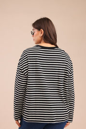 FOX פלאס נשים חולצה חולצה עם פסים| PLUS SIZE חולצה עם פסים| PLUS SIZE